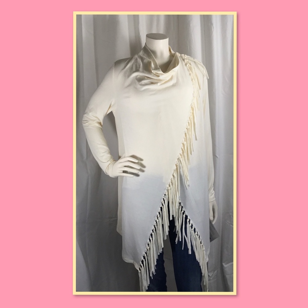 NWT S BY SERENA WILLIAMS CREAM FRINGE TOP S
